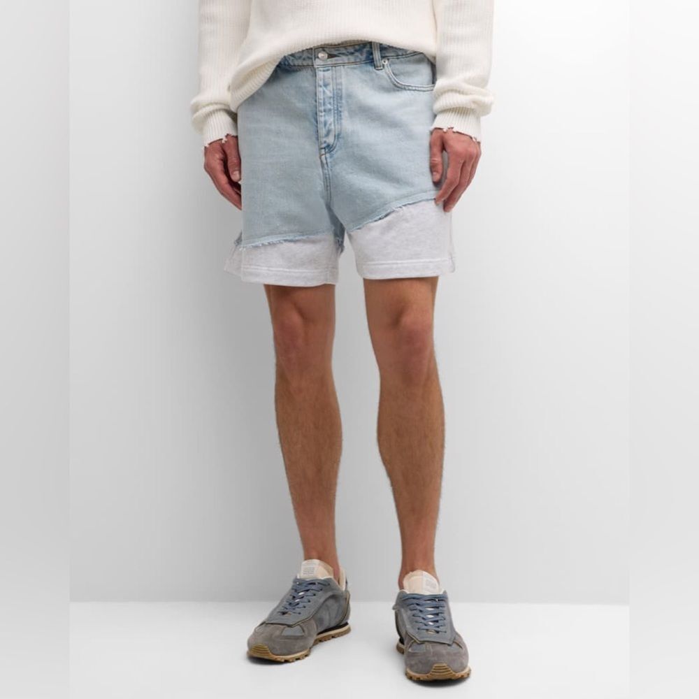 NWT SER.O.YA Men's Tyson Denim and Terry‎ Shorts Size 36 in Skylight